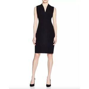 NWT T Tahari Pleated Sleeveless V Neck Sheath Dress  US 4